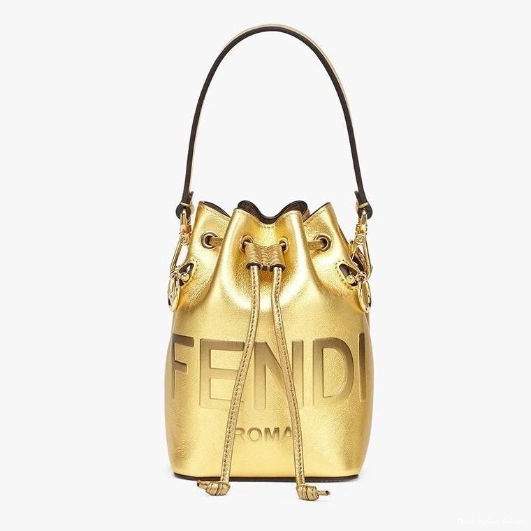 In Tresor Gold Bucket Calf Logo Mon Bag ROMA Fendi Leather Mini 0713